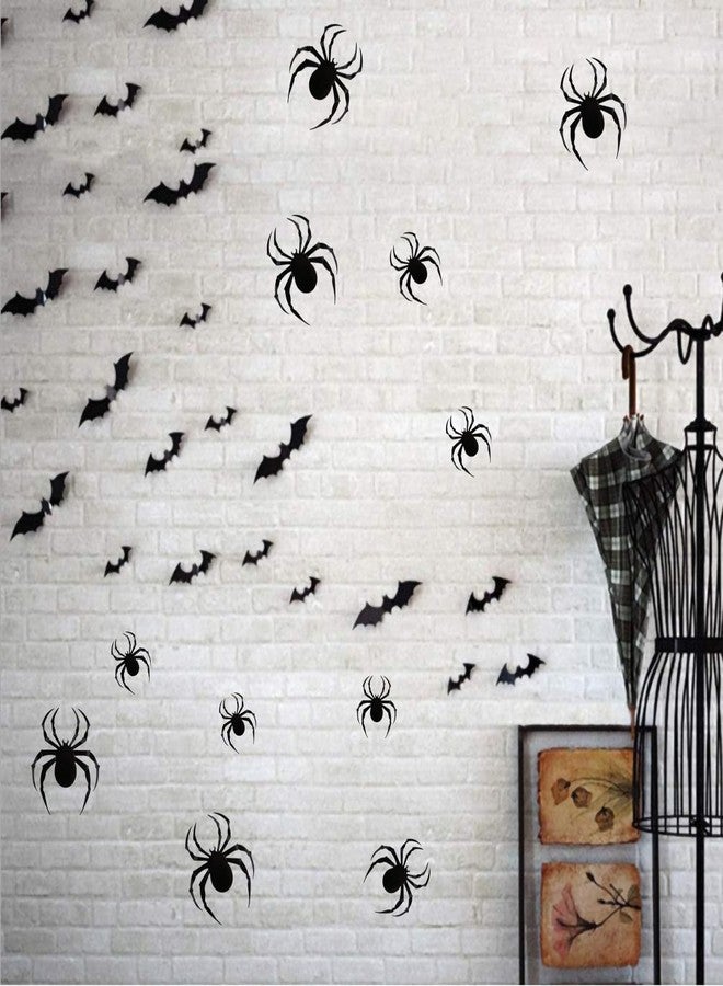 ZhildChen 120PCS Halloween 3D Bats and Spiders Decoration Different Sizes Realistic PVC Scary Bat and Spider Stickers Window Decal Wall Stickers for Halloween Decoration Party Supplies - Image 4